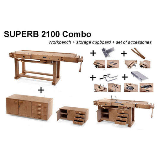 Full combo set RAMIA Superb 2100 – includes workbench, storage unit, and full accessory kit for professional joinery