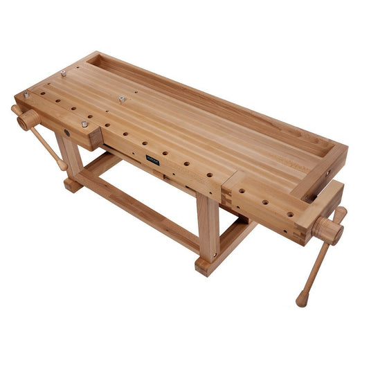 Solid beech workbench top detail