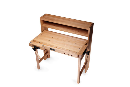 Top view of RAMIA wall-mounted folding workbench